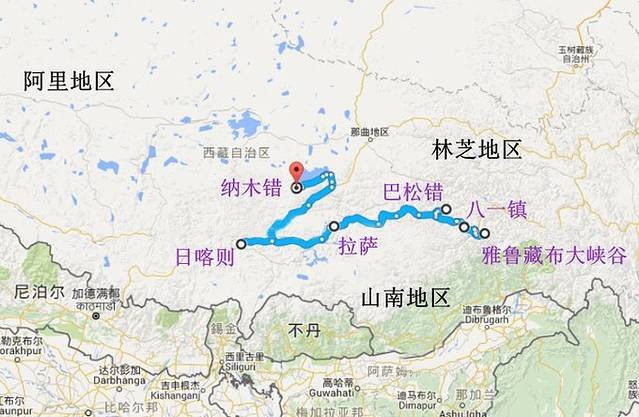 那曲市到拉萨市怎么规划路线