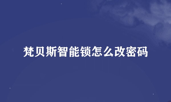 梵贝斯智能锁怎么改密码