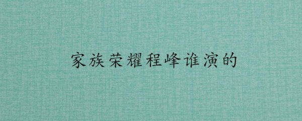 家族荣耀程峰谁演的