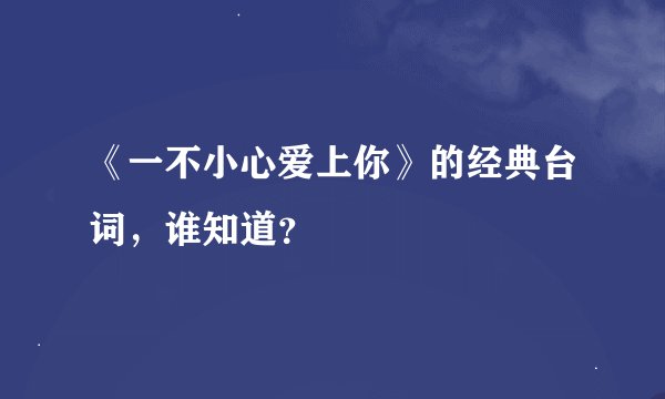 《一不小心爱上你》的经典台词，谁知道？
