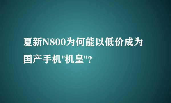 夏新N800为何能以低价成为国产手机