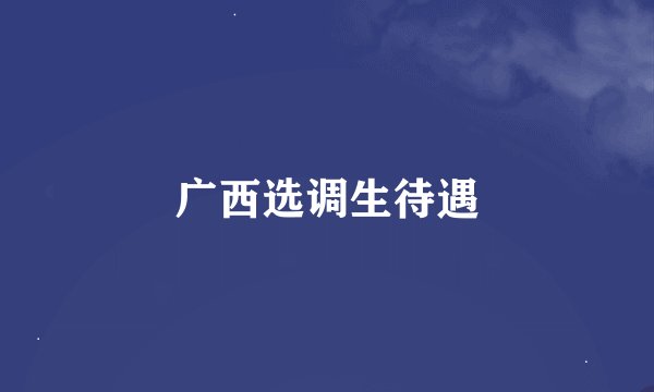 广西选调生待遇