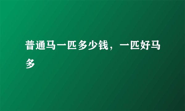 普通马一匹多少钱，一匹好马多