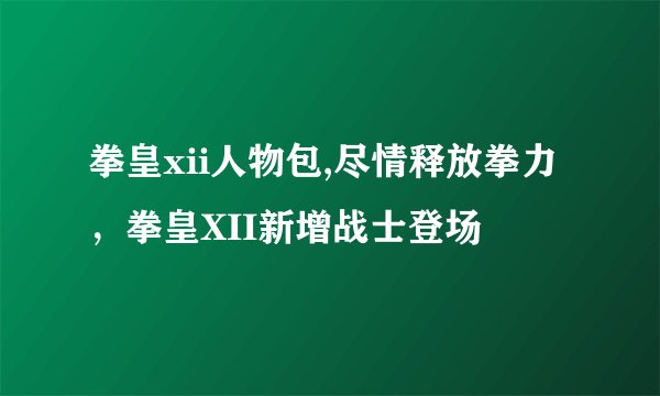 拳皇xii人物包,尽情释放拳力，拳皇XII新增战士登场