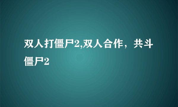双人打僵尸2,双人合作，共斗僵尸2