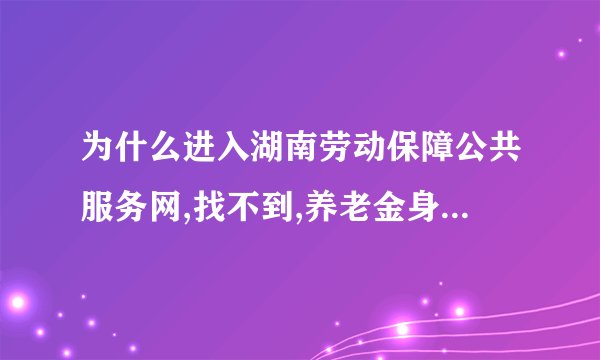 为什么进入湖南劳动保障公共服务网,找不到,养老金身份认证。