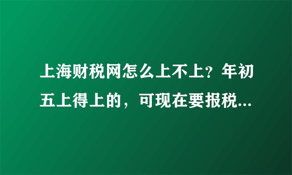 上海财税网怎么上不上？年初五上得上的，可现在要报税，连着3天都上不上，急死俺了。