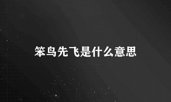 笨鸟先飞是什么意思