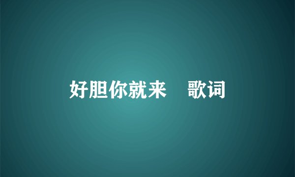 好胆你就来 歌词