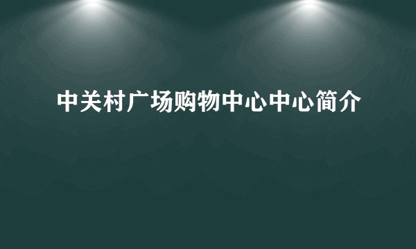 中关村广场购物中心中心简介
