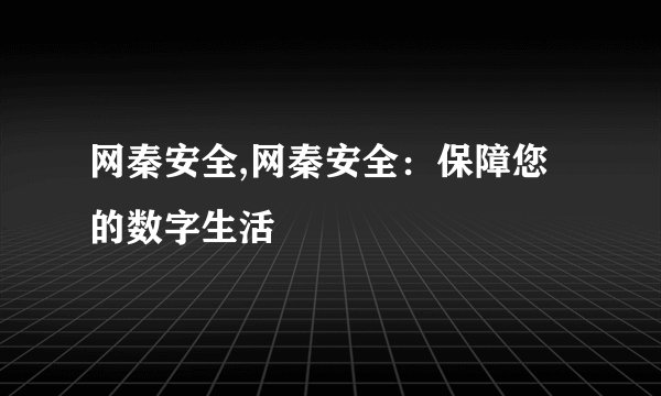 网秦安全,网秦安全：保障您的数字生活