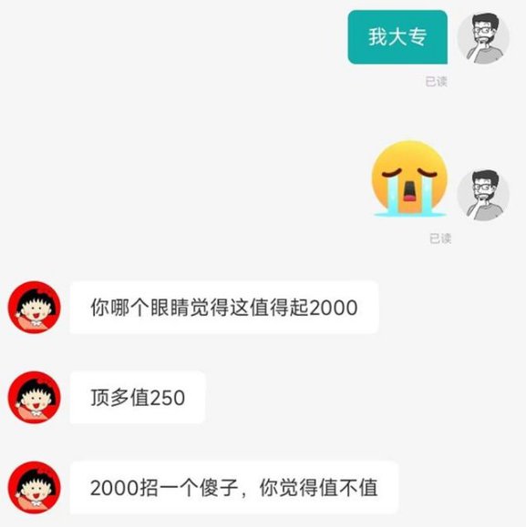 成都一公司HR羞辱求职者称“大专生就是傻,顶多值250”,你怎么看?