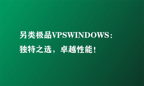 另类极品VPSWINDOWS：独特之选，卓越性能！