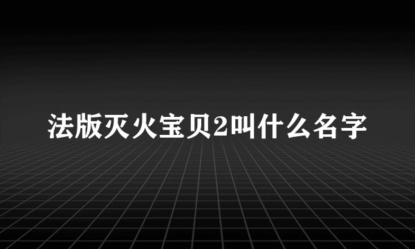 法版灭火宝贝2叫什么名字