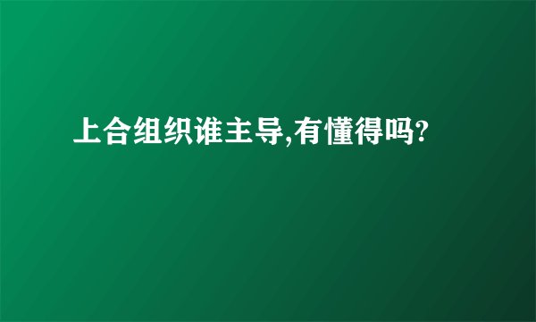上合组织谁主导,有懂得吗?