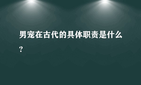 男宠在古代的具体职责是什么？