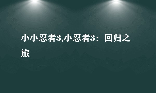 小小忍者3,小忍者3：回归之旅