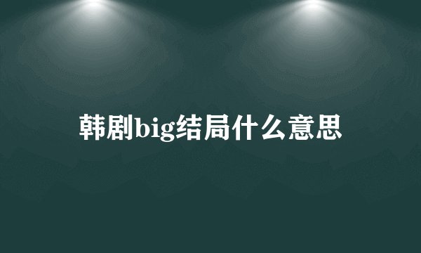 韩剧big结局什么意思