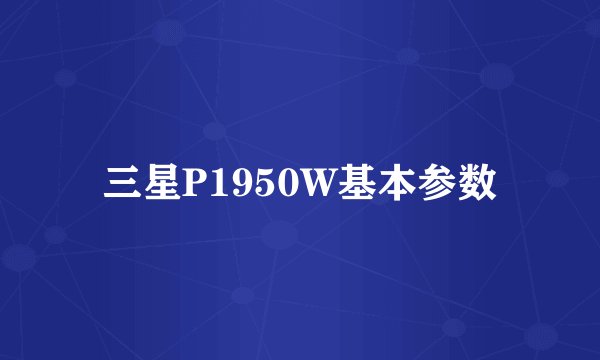 三星P1950W基本参数