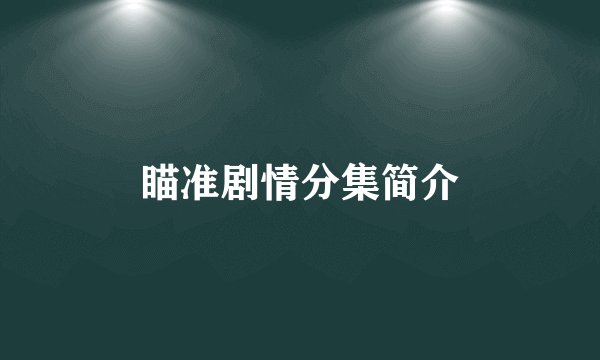 瞄准剧情分集简介