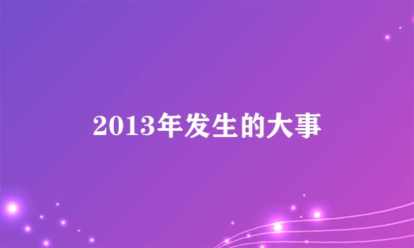 2013年发生的大事