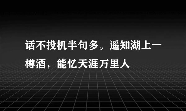 话不投机半句多。遥知湖上一樽酒，能忆天涯万里人