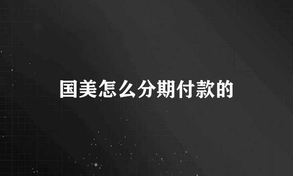 国美怎么分期付款的