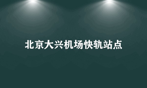 北京大兴机场快轨站点