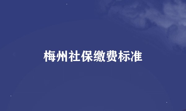梅州社保缴费标准
