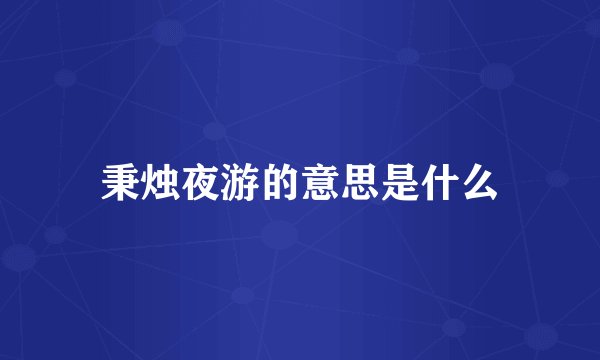 秉烛夜游的意思是什么