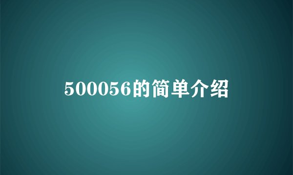 500056的简单介绍