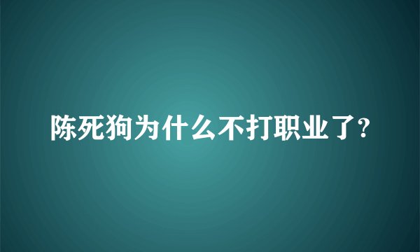 陈死狗为什么不打职业了?