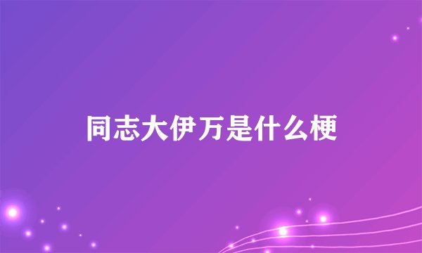 同志大伊万是什么梗