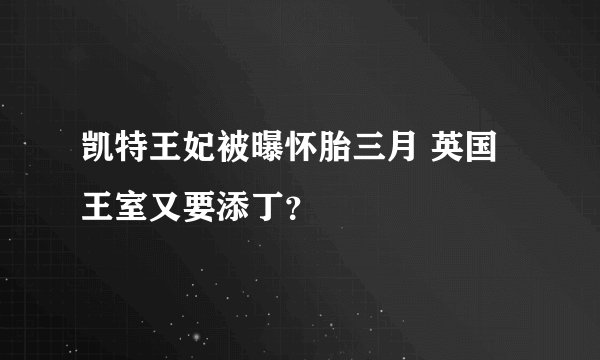 凯特王妃被曝怀胎三月 英国王室又要添丁？