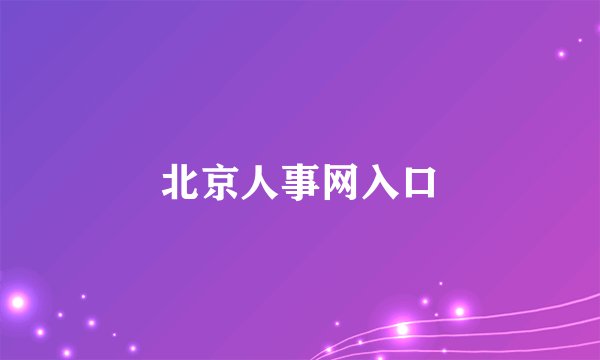 北京人事网入口