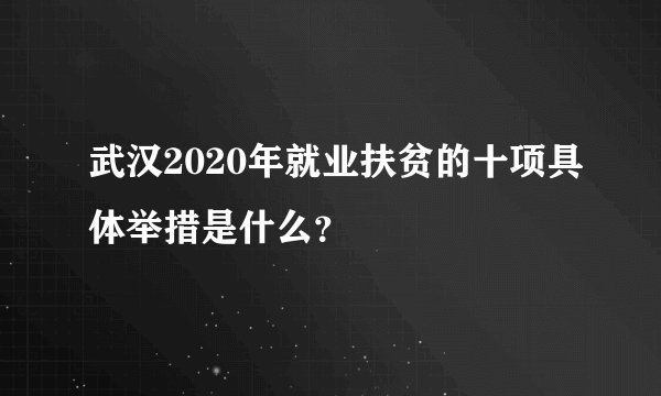武汉2020年就业扶贫的十项具体举措是什么？