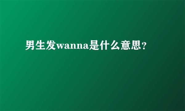 男生发wanna是什么意思？