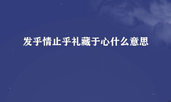 发乎情止乎礼藏于心什么意思