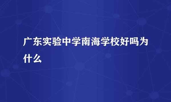 广东实验中学南海学校好吗为什么