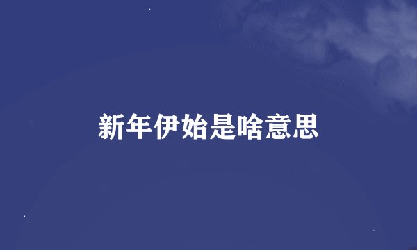 新年伊始是啥意思