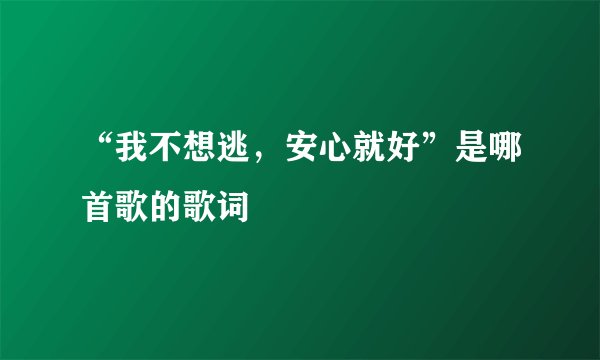 “我不想逃，安心就好”是哪首歌的歌词