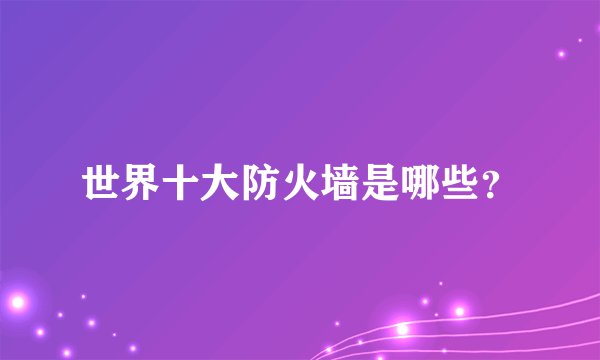世界十大防火墙是哪些？