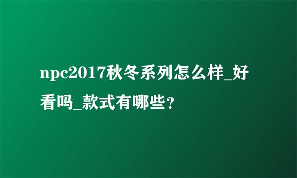 npc2017秋冬系列怎么样_好看吗_款式有哪些？