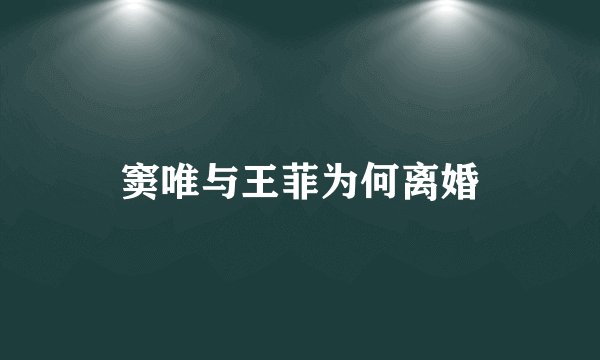 窦唯与王菲为何离婚