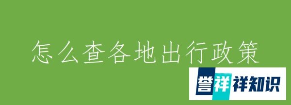 怎么查各地出行政策
