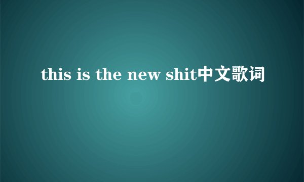 this is the new shit中文歌词