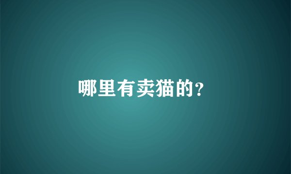 哪里有卖猫的?