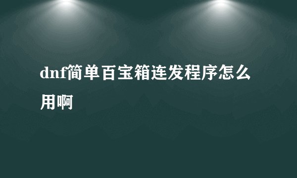 dnf简单百宝箱连发程序怎么用啊