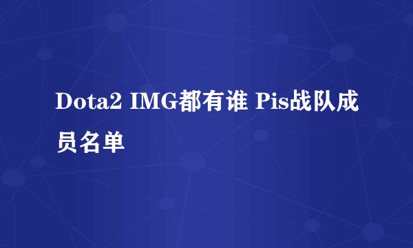 Dota2 IMG都有谁 Pis战队成员名单