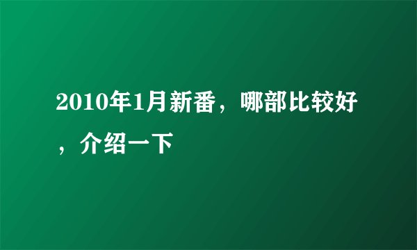 2010年1月新番，哪部比较好，介绍一下